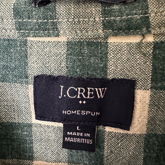 J Crew Shirt Green Homespun Check Plaid - Picture 4 of 5